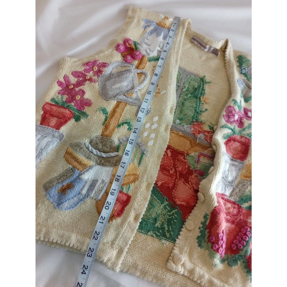Lauren Hansen Summer Spring Garden Sweater Vest Medium Knit 90s Unique Grandma - Picture 8 of 11